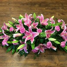 Rose and Lily Coffin Spray