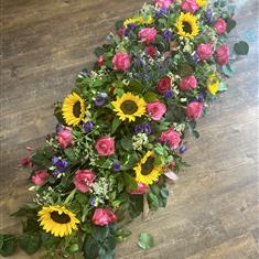 Sunflower and Rose Coffin Spray 