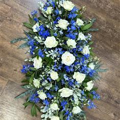 Blue and White Coffin Spray 