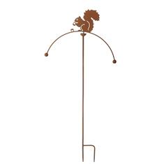 Rustic Metal Garden Balancing Stake with Squirrel